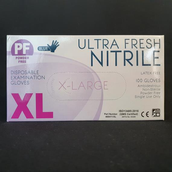 Gloves & Disposables - Disposable Nitrile Gloves Blue Powder Free X Large Heavy Weight 5.5g