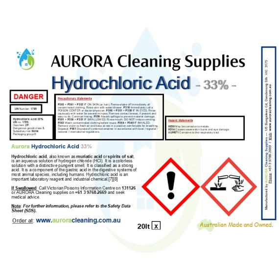 Raw Materials - Hydrochloric Acid 33% Pickup Only