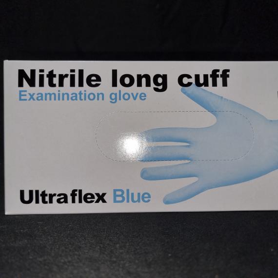 Gloves & Disposables - Long Cuff Disposable Nitrile Glove Blue Powder Free Medium - Special Order In