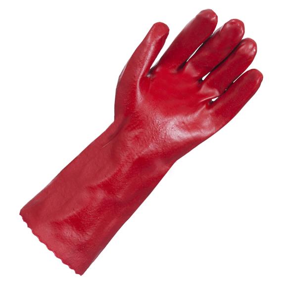 Gloves & Disposables - Red PVC Single Dip gloves- 35cm Order In