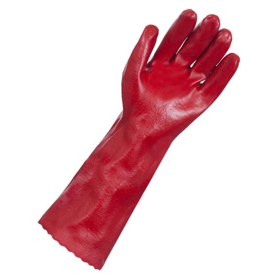 Gloves & Disposables - Red PVC Single Dip gloves- 45cm Order In